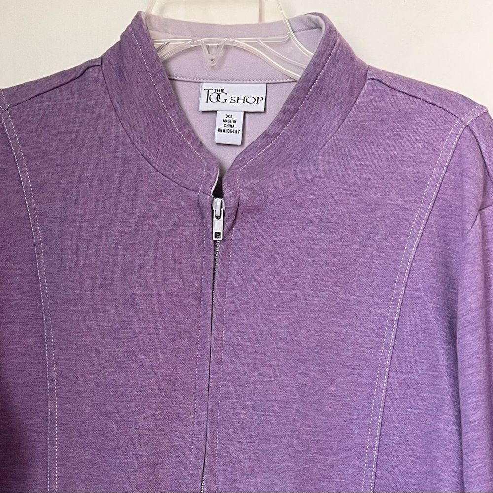 The Tog Shop Lavender Long Sleeve Cotton Blend Sweater Zipper Jacket sz XL - Picture 5 of 9